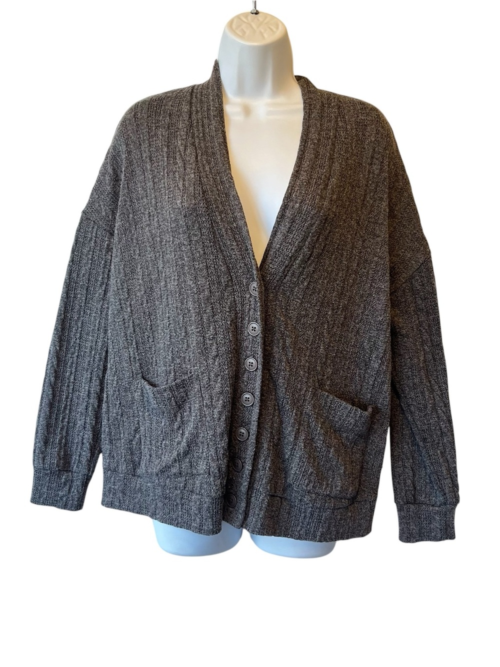 Torrid Sleep Cardigan Sweater 0X Gray Loungewear Pockets Button up V-neck